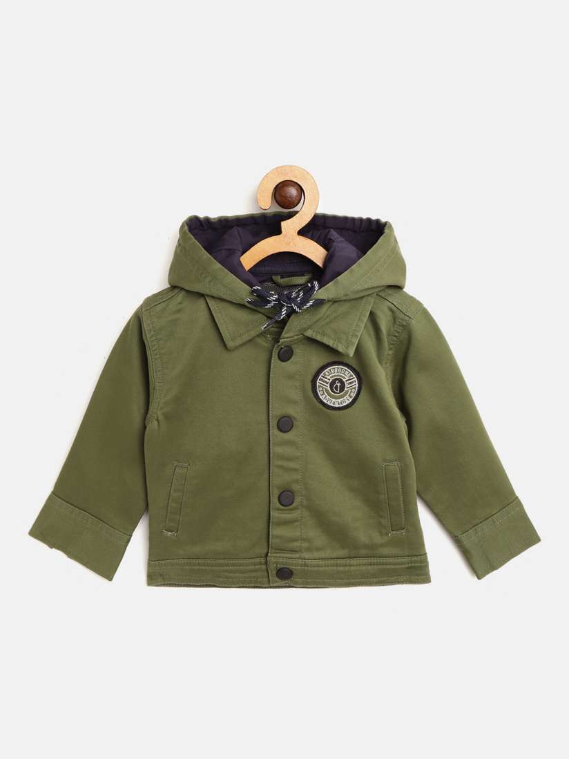 Buy Gini and Jony Boys Olive Green Solid Hooded Tailored Jacket Jackets for Boys 11083582 Myntra