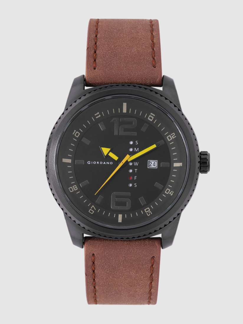 Buy GIORDANO Men Black Analogue Leather Watch C1187 04 Watches for Men 11085636 Myntra