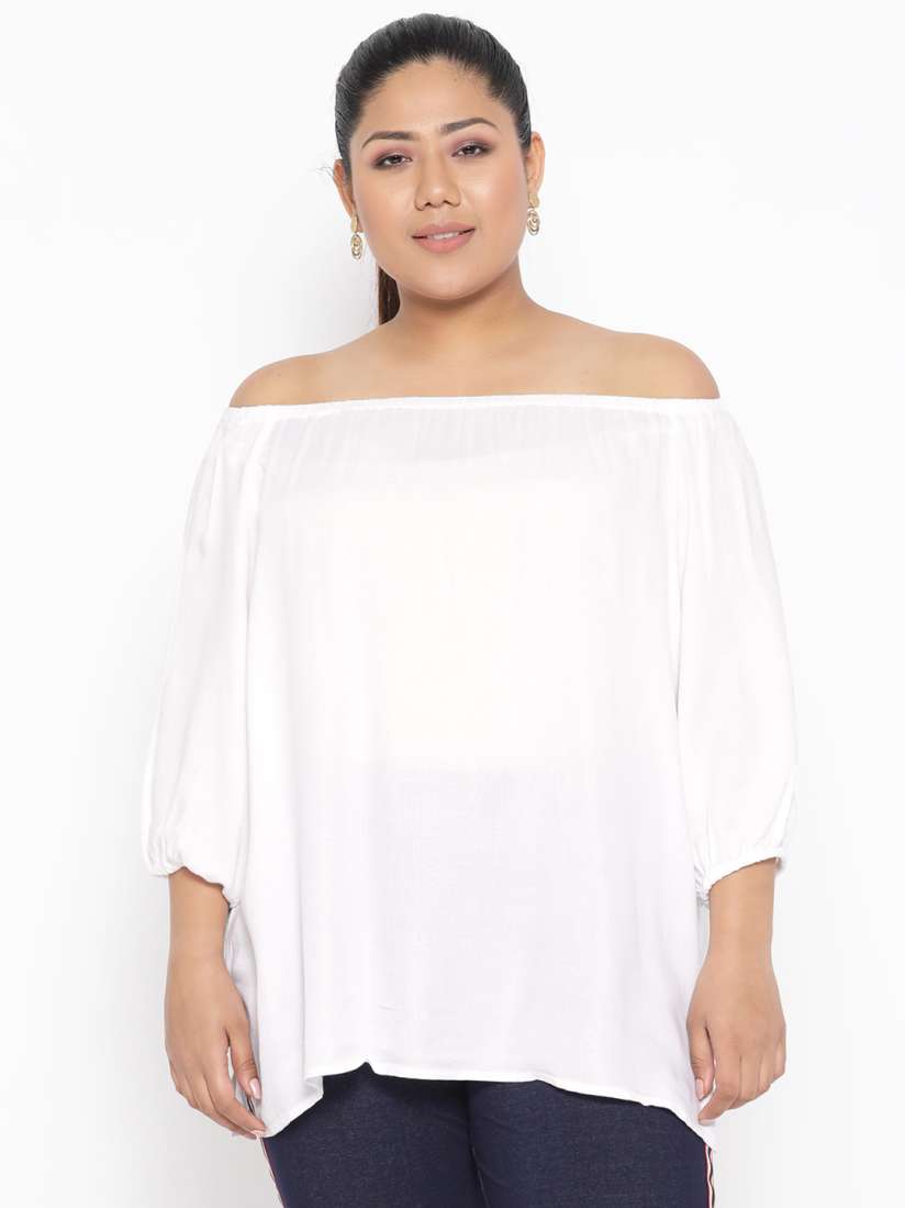White plus size bardot top outlet