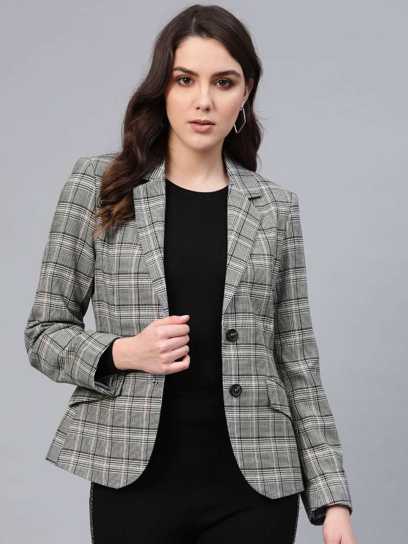 Checkered Blazer Nakd Blazer Dress Womens Brown Checked Blazer
