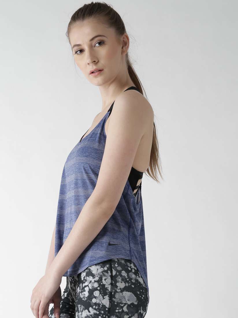 Buy Nike Women Blue Elastika Elevate Striped Training Tank Top Tops for Women 1110627 Myntra