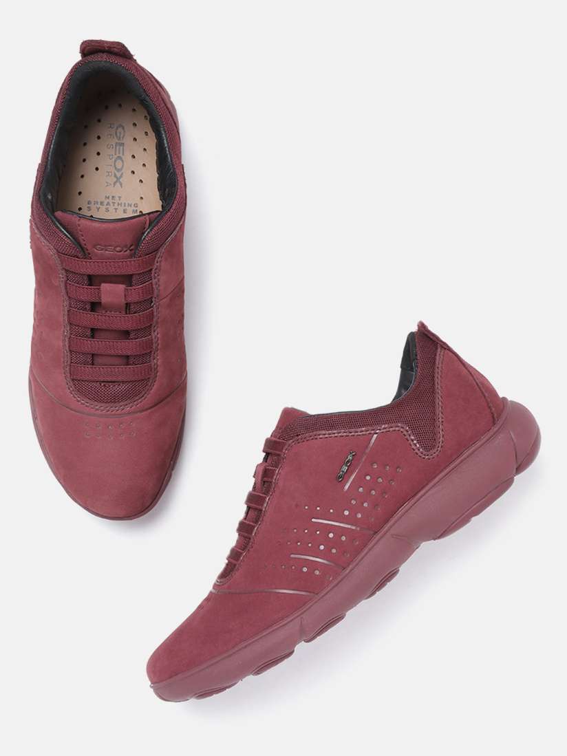 Buy Geox Women Burgundy Solid Leather Slip On Sneakers Casual Shoes for Women 11107484 Myntra