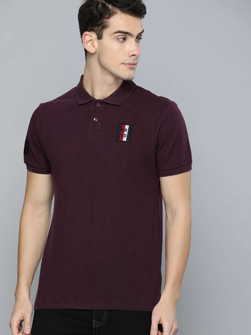 Buy Harvard Men Burgundy Solid Polo Collar T shirt Tshirts for Men 11109860 Myntra