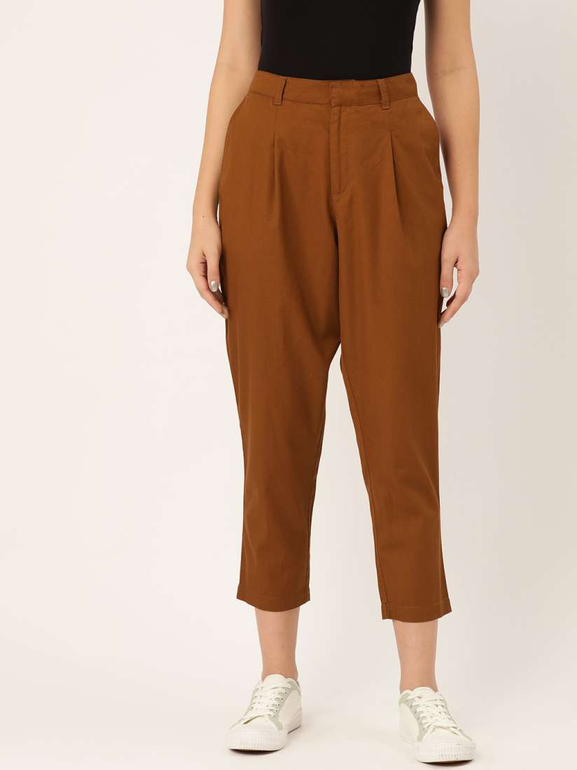 Rust cropped trousers online