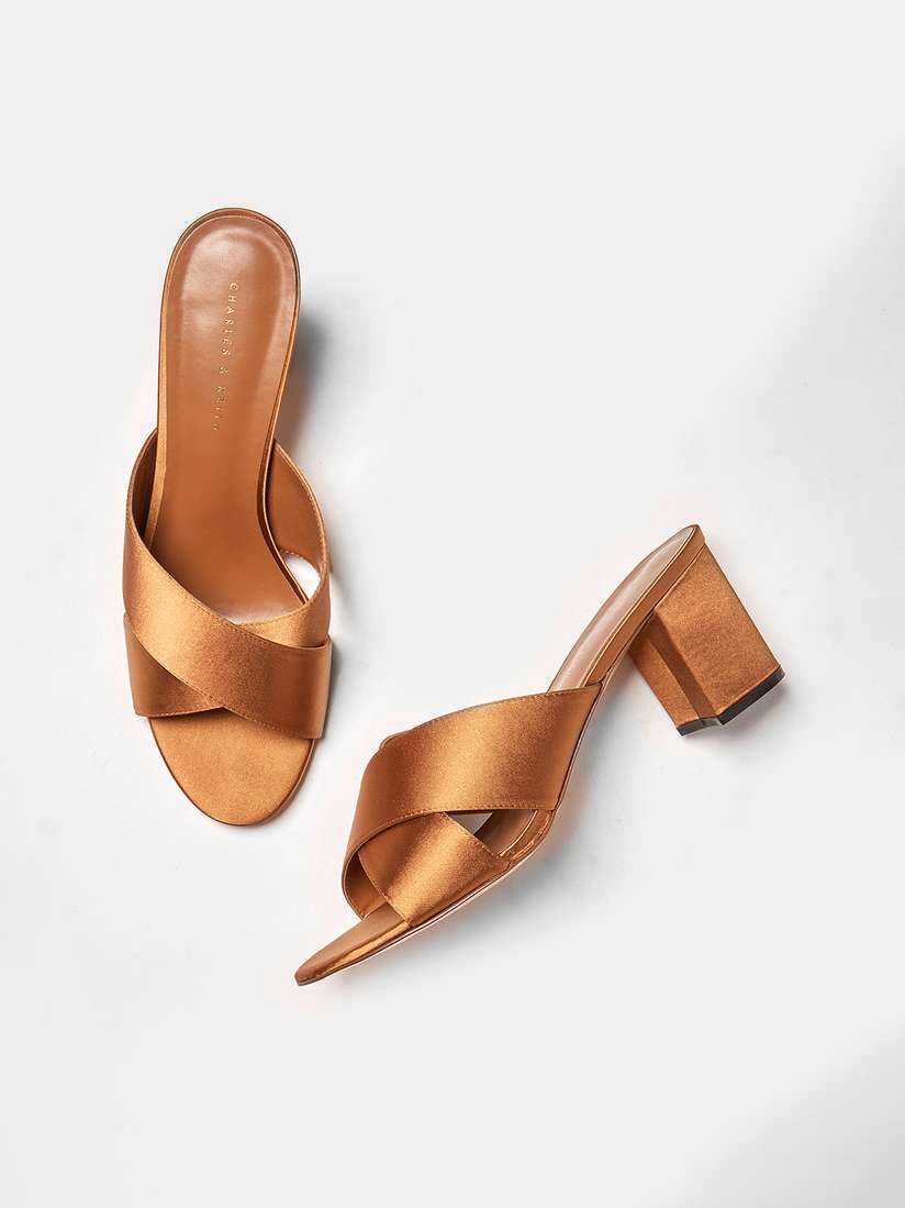 Keith Gold Inch Heels CHARLES KEITH Women Copper-Toned Solid Block