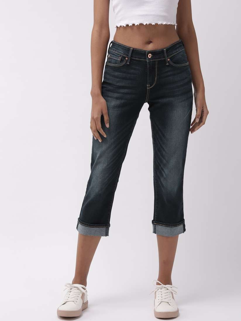 Buy Denizen From Levis Women Navy Modern Skinny Fit Clean Look Stretchable Cropped Jeans Jeans for Women 11139668 Myntra