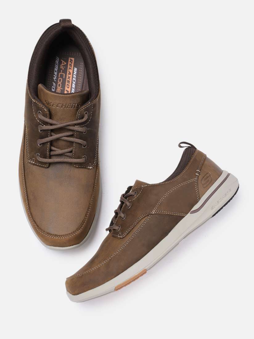 Buy Skechers Men Brown ELENT LEVEN Leather Sneakers Casual Shoes for Men 11141128 Myntra