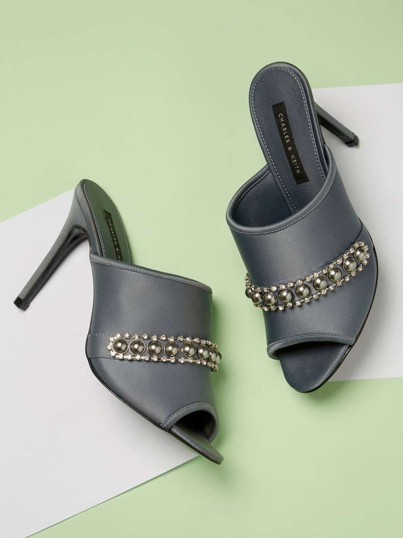 Grey mules heels top