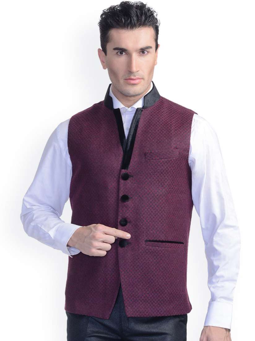 Buy LUXURAZI Purple Tweed Waistcoat Waistcoat for Men 1114426 Myntra