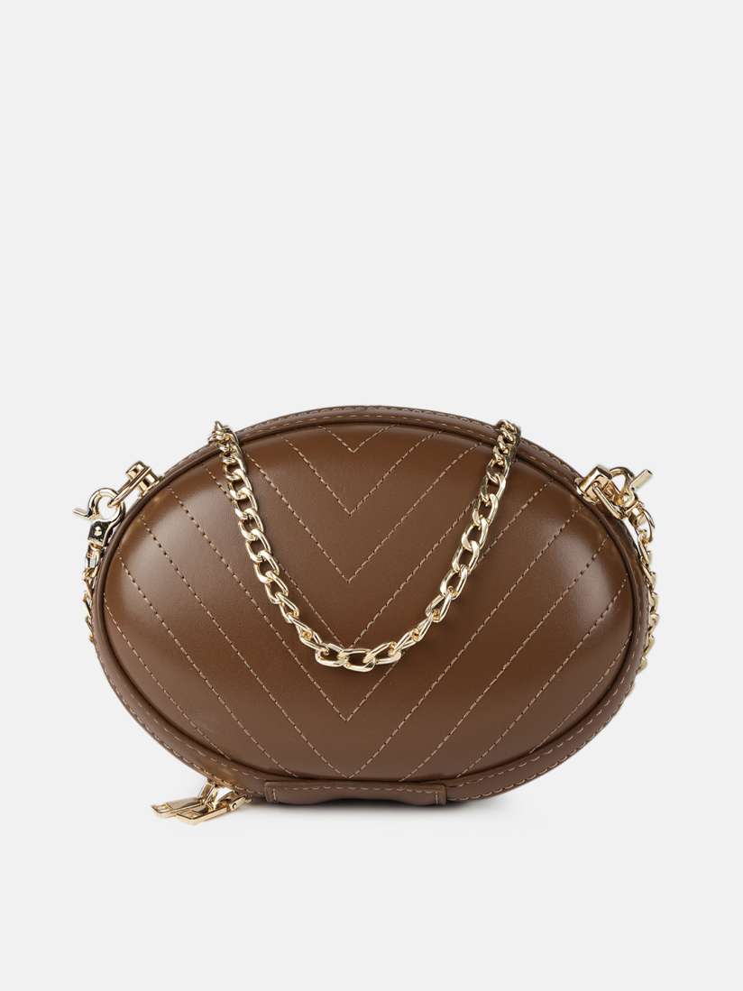 Buy DressBerry Brown Textured Sling Bag Handbags for Women 11154008 Myntra