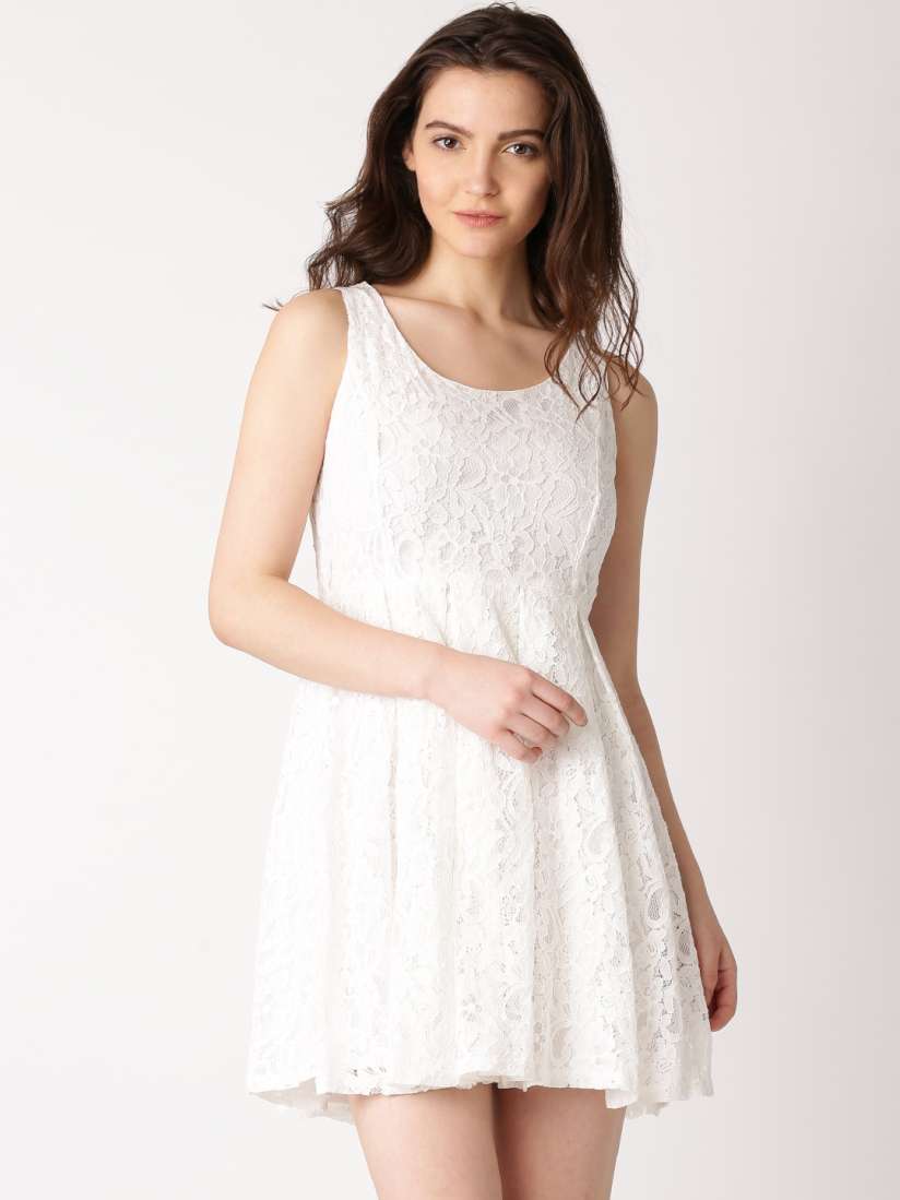 Buy DressBerry White Fit Flare Lace Dress Dresses for Women 1115836 Myntra