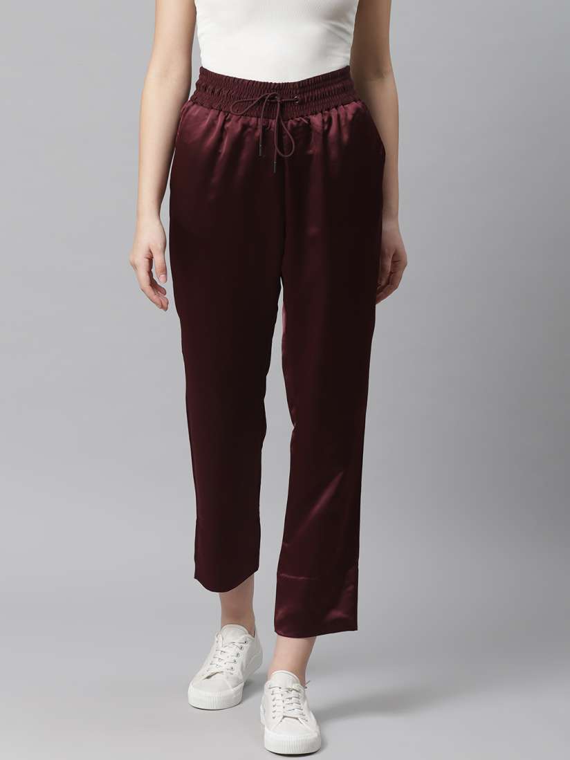 Burgundy cropped trousers online