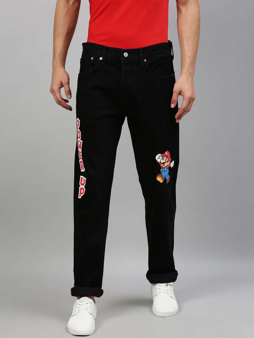 Buy Levis Men Super Mario Black 501 Slim Tapered Fit Mid Rise Clean Look Stretchable Jeans Jeans for Men 11165574 Myntra
