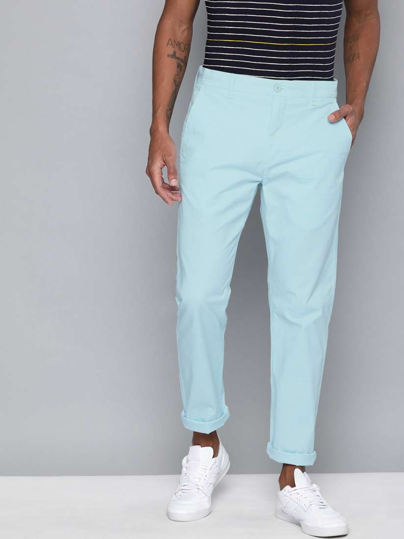 Buy Levis Men Blue 502 Regular Tapered Fit Solid Chinos Trousers for Men 11165612 Myntra