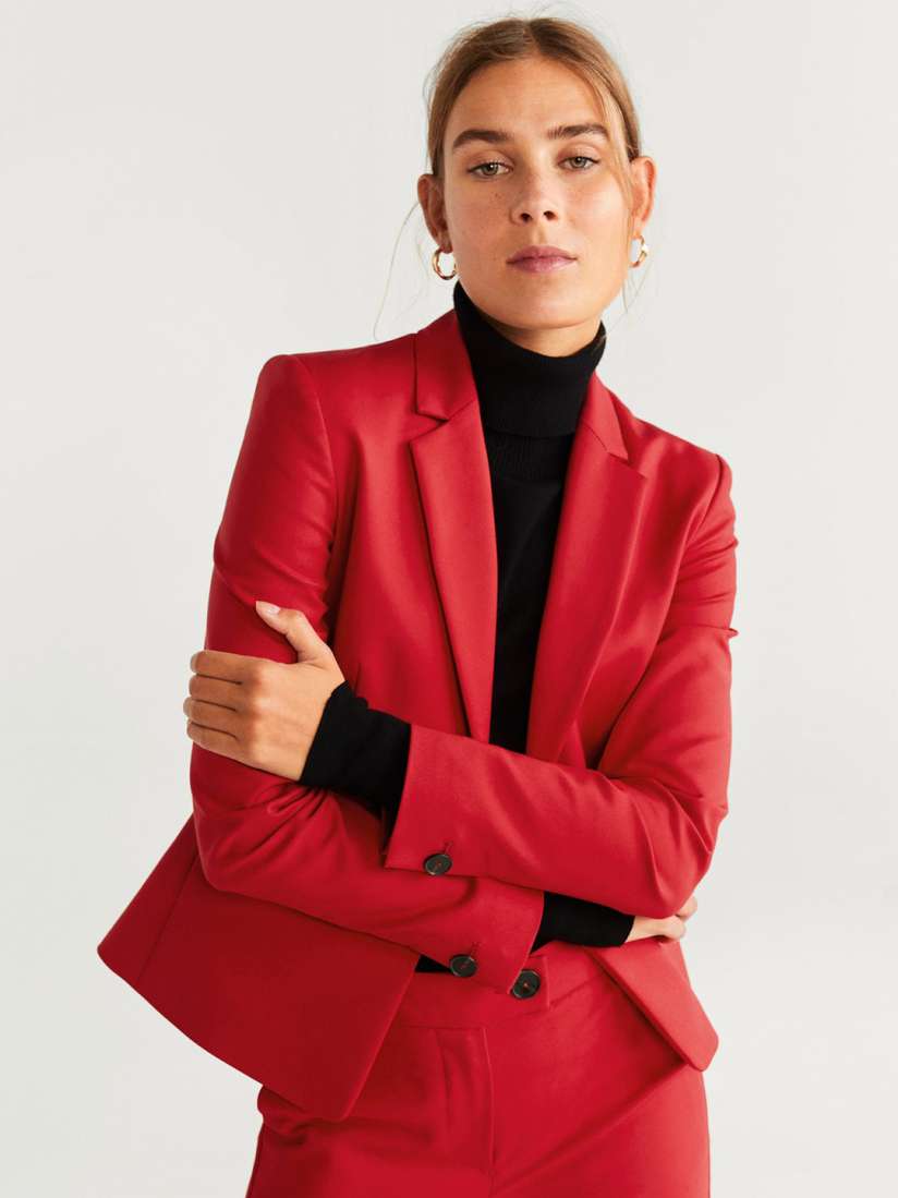 Buy MANGO Women Red Solid Single Breasted Sustainable Blazer Blazers for Women 11175352 Myntra