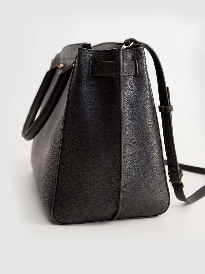Buy MANGO Black Solid Handheld Bag with Detachable Sling Strap Handbags for Women 11175512 Myntra