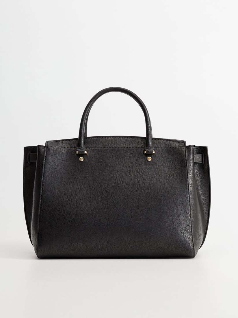 Mango black solid handheld bag with detachable sling strap cheap