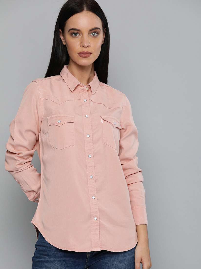 Buy Levis Women Rust Pink Regular Fit Solid Casual Shirt Shirts for Women 11184426 Myntra