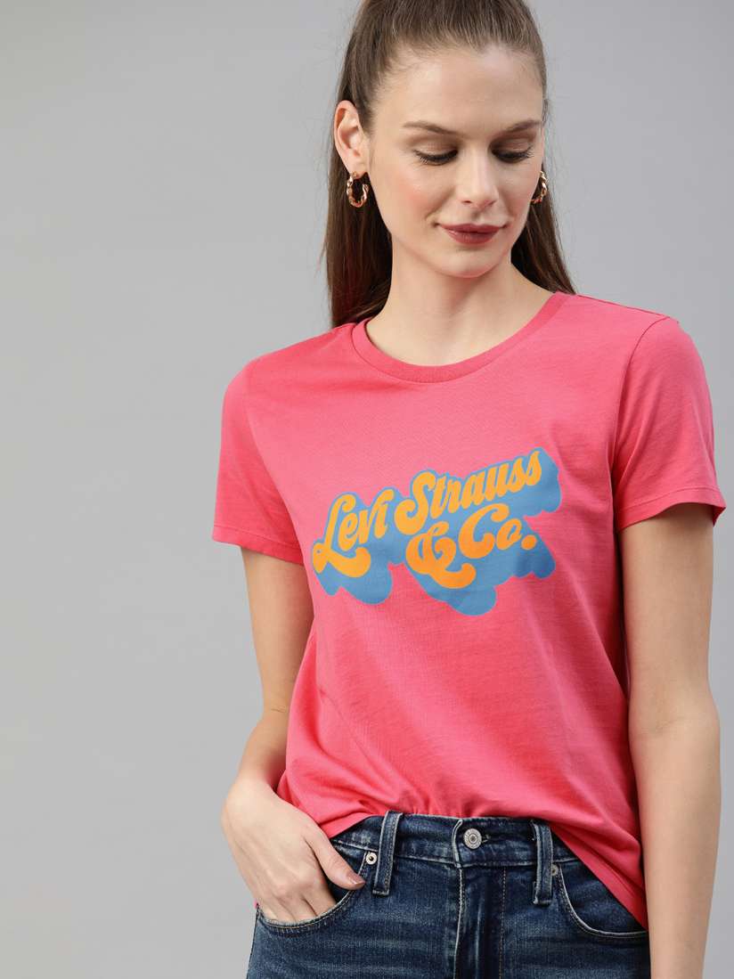 Buy Levis Women Pink Printed Round Neck T Shirt Tshirts for Women 11184452 Myntra