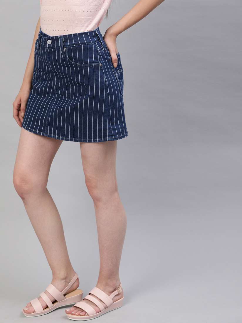 Buy Levis Women Blue White Striped A Line Denim Skirt Skirts for Women 11184758 Myntra