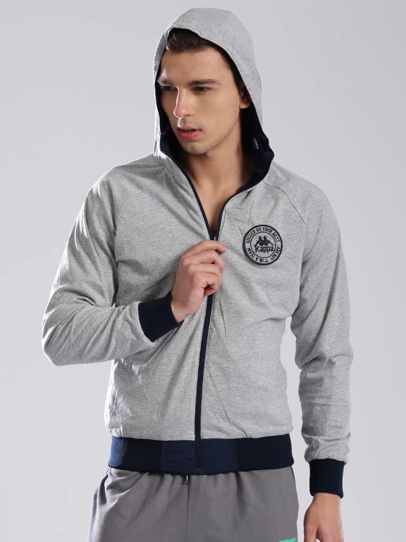 Buy Kappa Navy Grey Melange Hooded Reversible Jacket Jackets for Men 1118651 Myntra