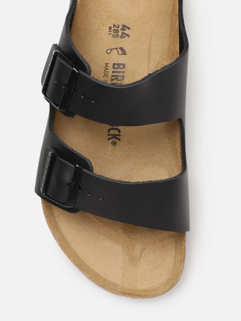 Buy Birkenstock Arizona Black Regular Width Natural Leather Two Strap Sandals Sandals for Unisex 11198422 Myntra