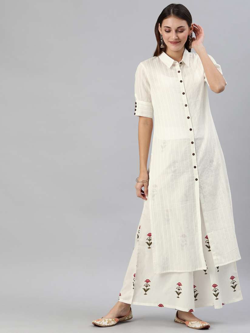Myntra white long kurtis clearance