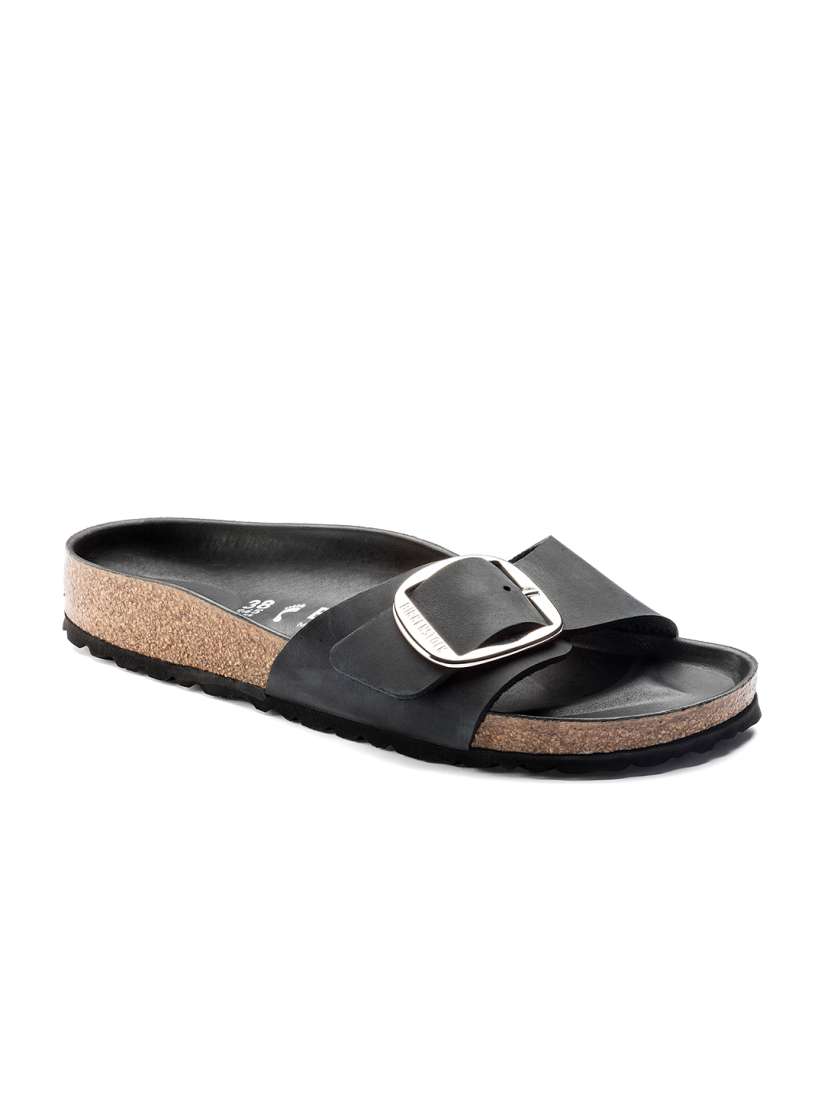 Buy Birkenstock Madrid Big Buckle Black Regular Width Oiled Leather One Strap Sandals Flats for Women 11219812 Myntra