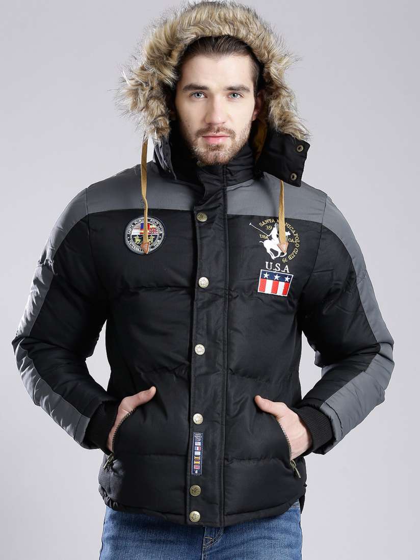Buy Santa Monica Black Padded Jacket With Detachable Hood Jackets for Men Myntra