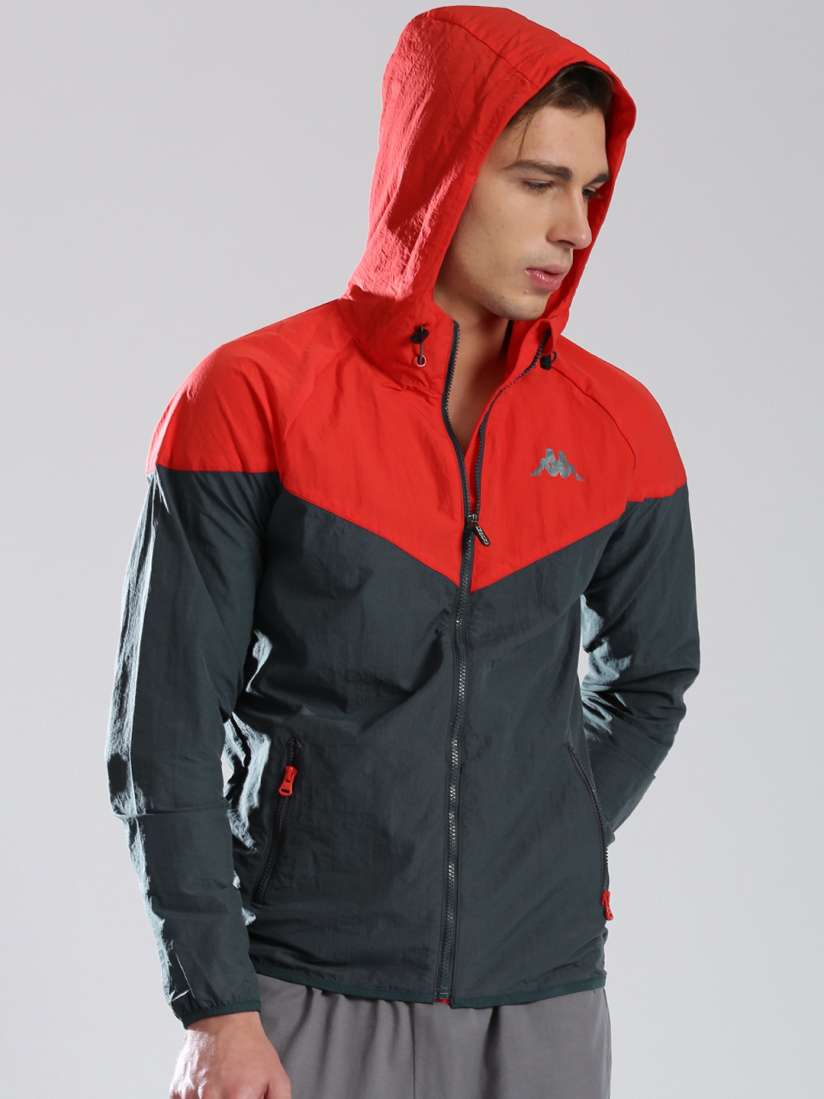 Buy Kappa Red Charcoal Grey Hooded Jacket Jackets for Men 1122447 Myntra