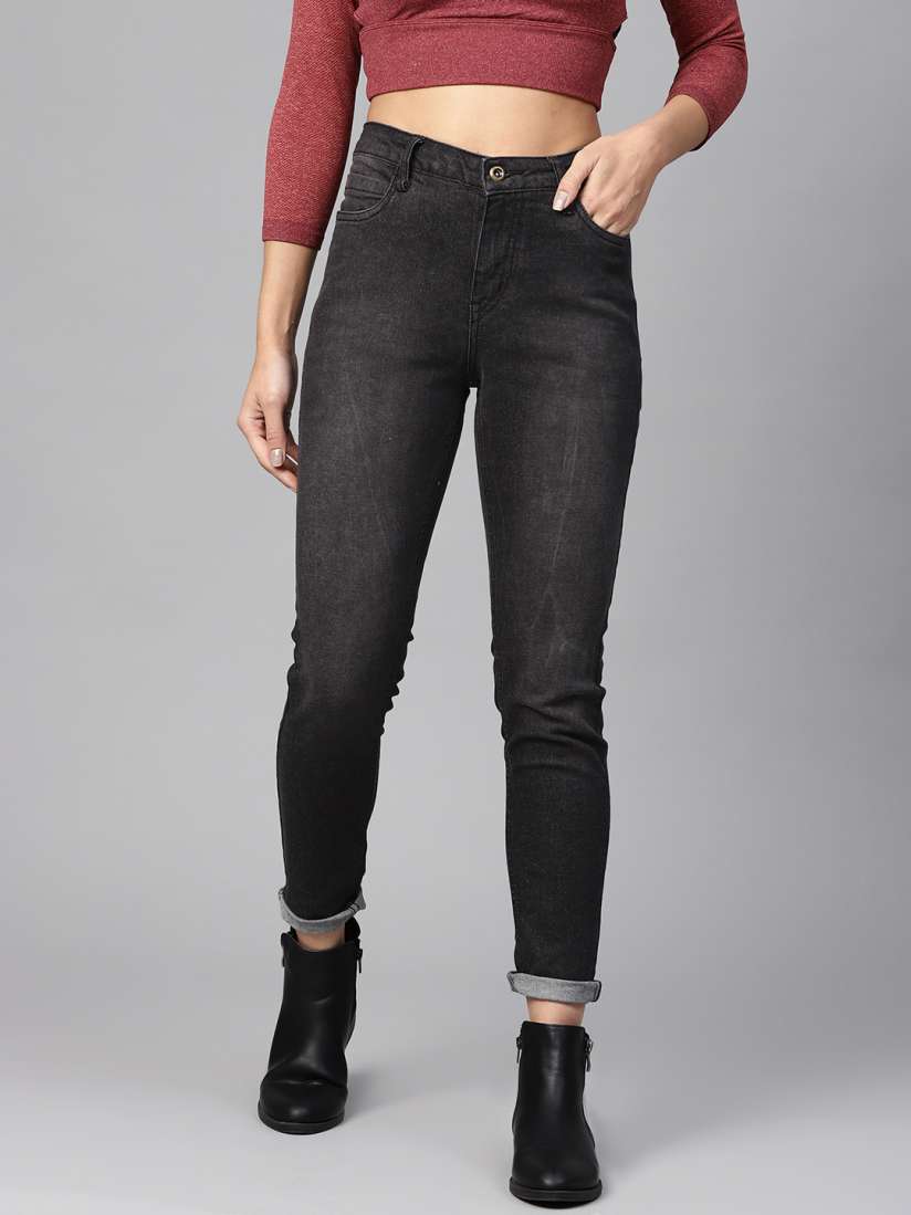 Myntra black jeans for ladies sale