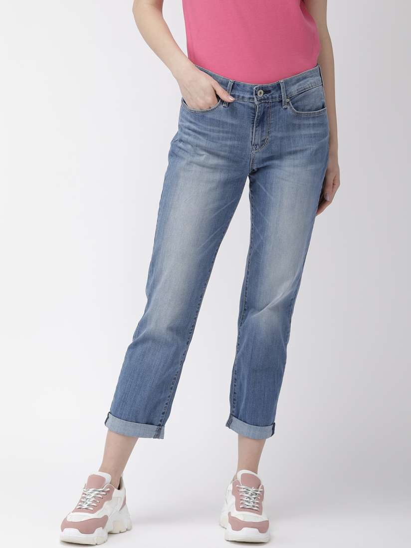 Buy Denizen From Levis Women Blue Modern Slim Boyfriend Fit Mid Rise Stretchable Jeans Jeans for Women 11234028 Myntra
