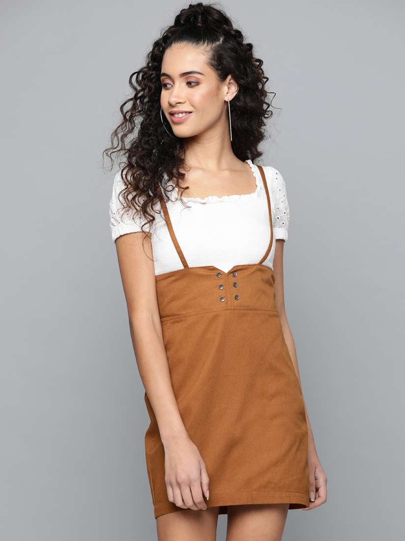 Buy STREET 9 Women Mustard Brown Solid A Line Skirt With Suspenders Skirts for Women 11234334 Myntra