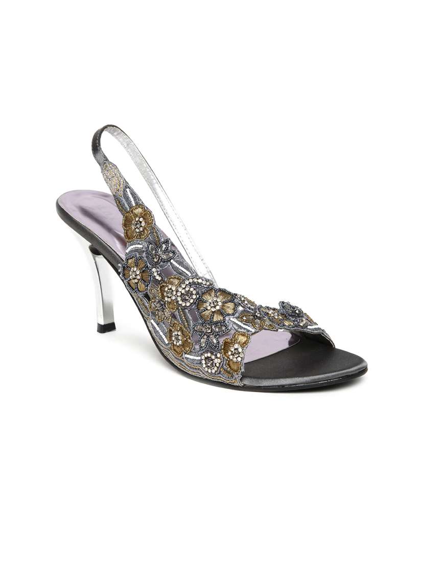 Buy Inc.5 Women Grey Stone Studded Slim Heels Heels for Women 1123456 Myntra