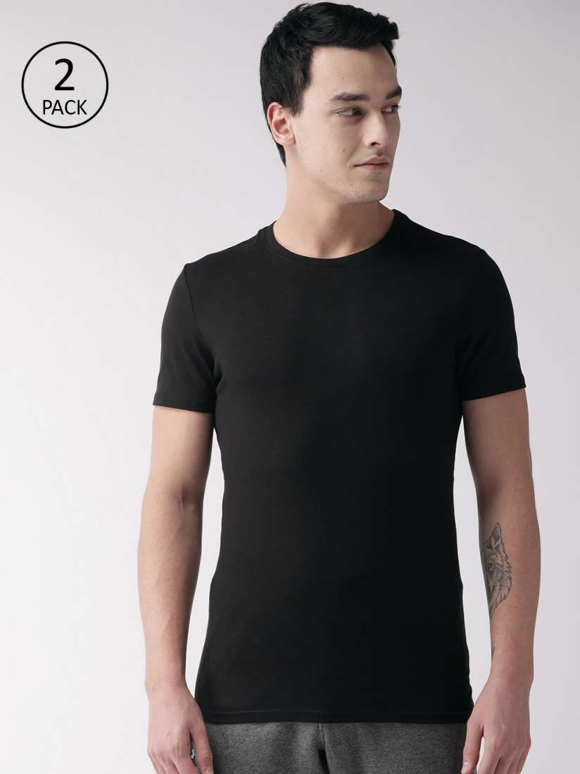 Buy Marks Spencer Men Pack of 2 Black Solid Thermal T Shirt Thermal Tops for Men 11252968 Myntra