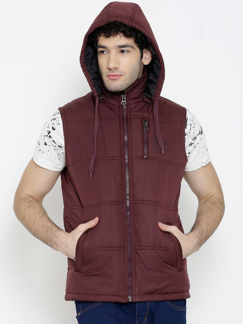 Burgundy sleeveless jacket top