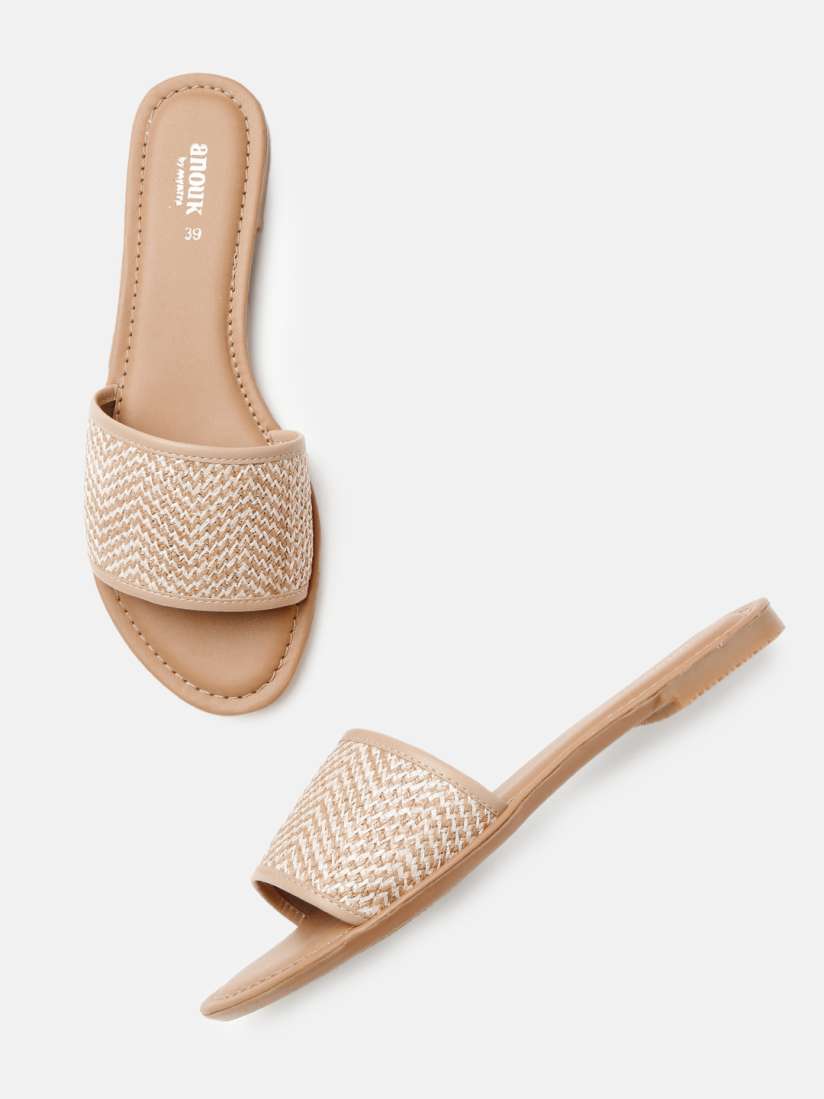 Buy Anouk Women Nude Coloured Woven Design Open Toe Flats Flats for Women 11258966 Myntra