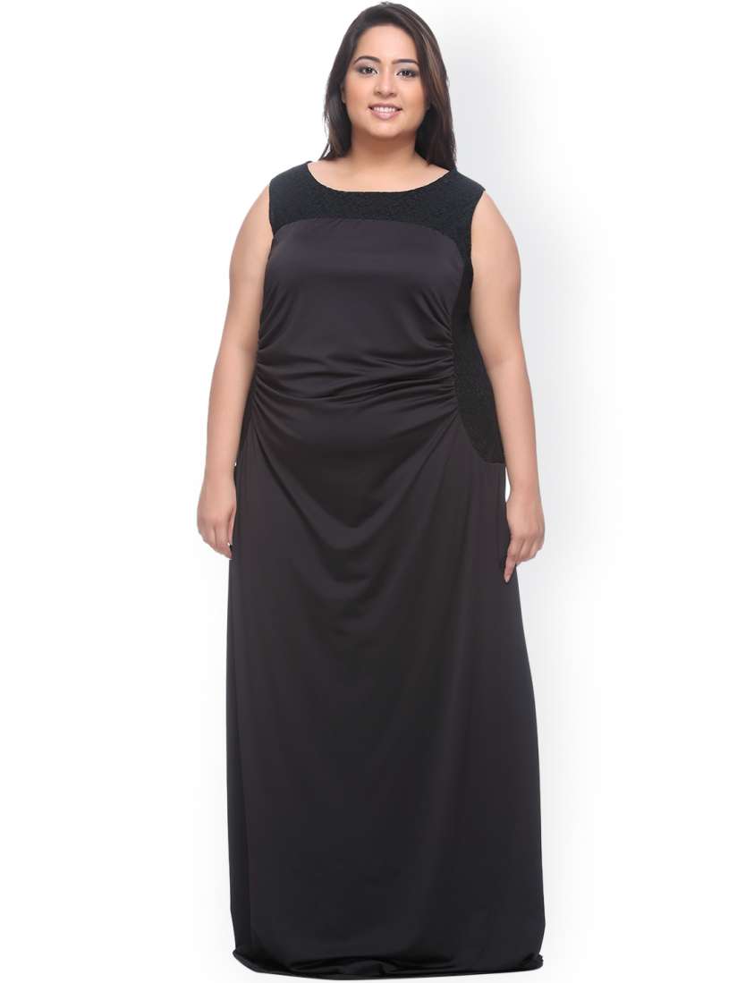 Buy plusS Black Maxi Dress Dresses for Women 1125986 Myntra