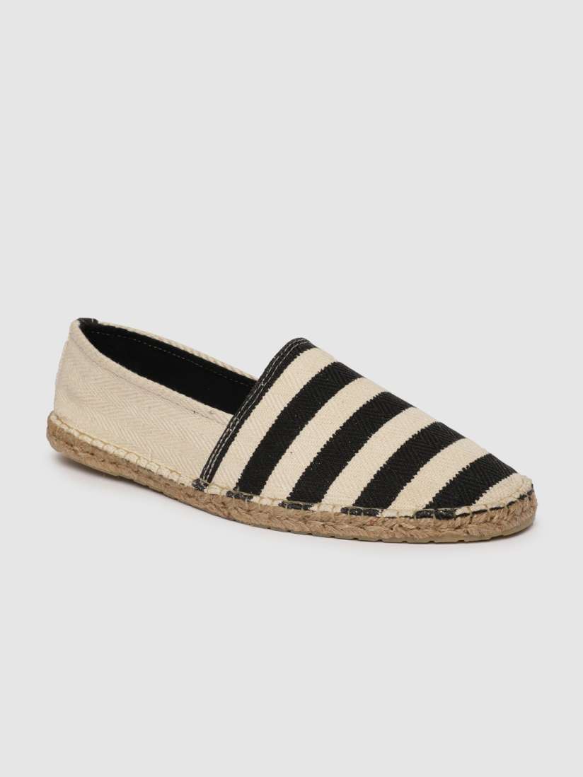 Buy Mast Harbour Men Off White Black Striped Espadrilles Casual Shoes for Men 11263612 Myntra