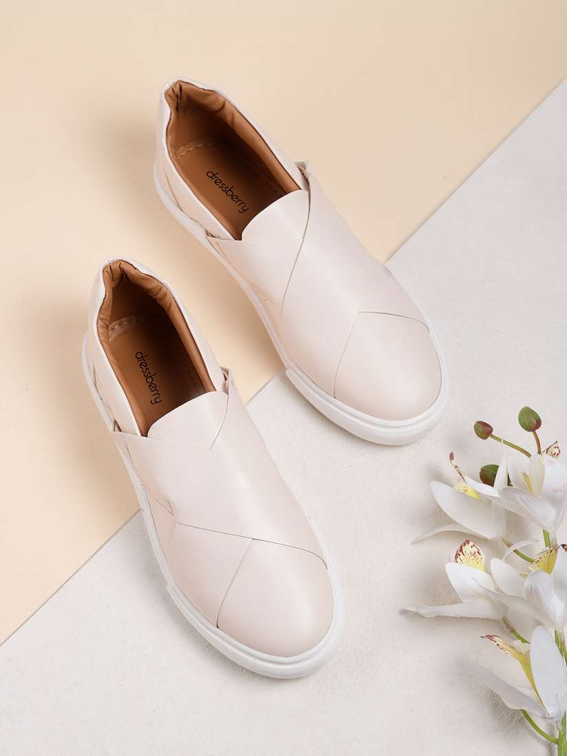 Buy DressBerry Women Beige Slip On Sneakers Casual Shoes for Women 11264060 Myntra
