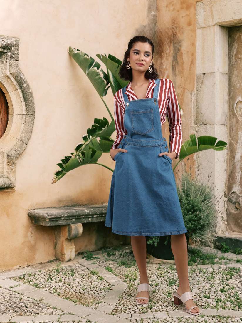 Jeans pinafore dress sale