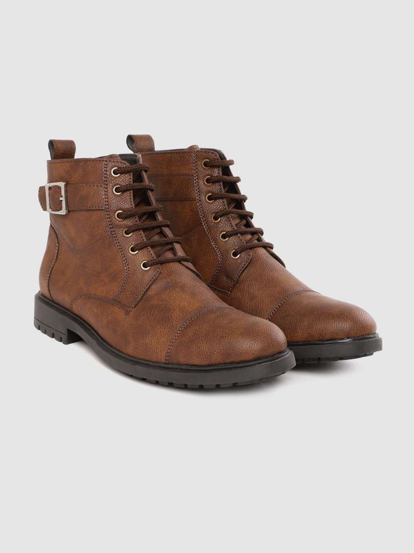 Buy Roadster Men Brown Solid Mid Top Flat Boots Casual Shoes for Men 11267068 Myntra