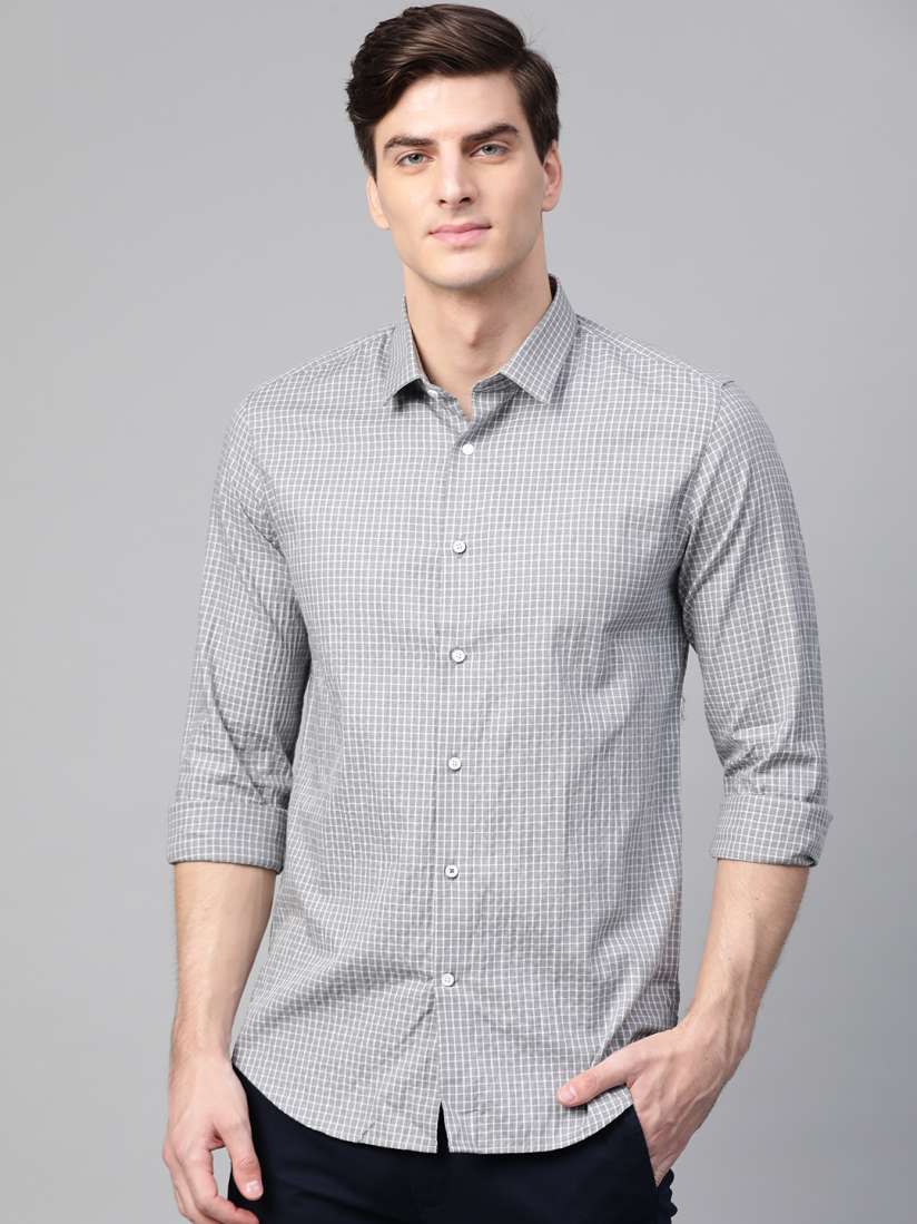 Buy Louis Philippe Sport Men Grey White Super Slim Fit Knitted Checked Casual Shirt Shirts for Men 11267488 Myntra