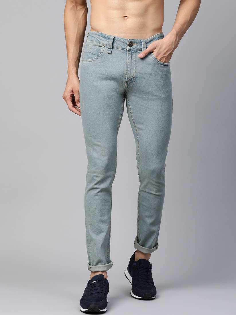 Buy Roadster Men Blue Skinny Fit Mid-Rise Low Distressed Save