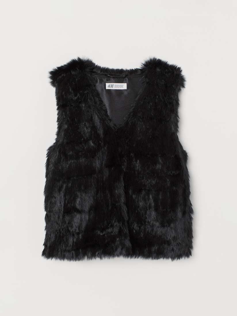 Girls black faux fur gilet new arrivals
