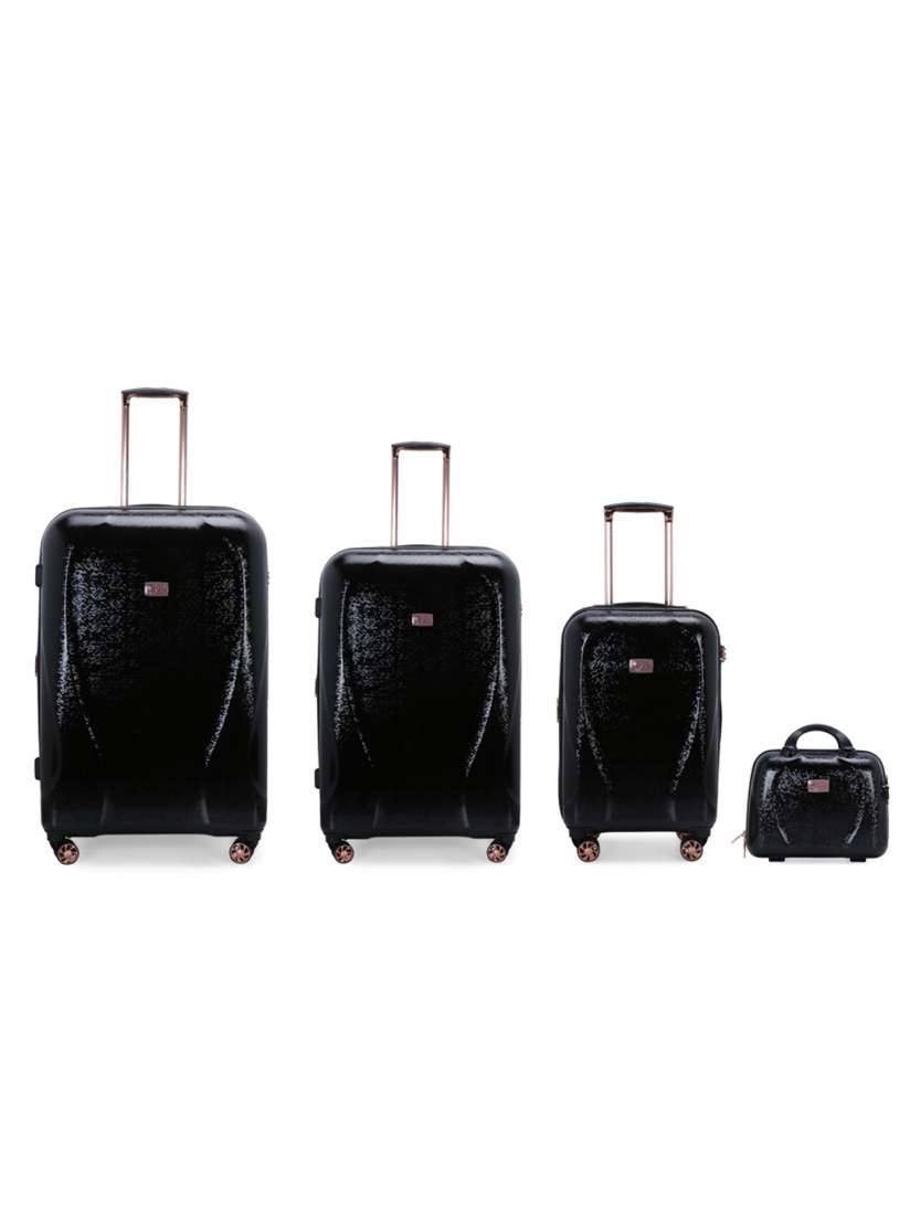 Buy IT luggage Set of 4 Black Textured Sparkle Hard Sided Expandable Trolley Suitcases With Vanity Bag Trolley Bag for Unisex 11302854 Myntra