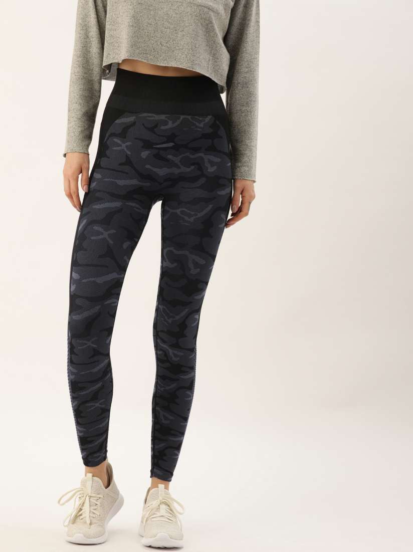 Buy FOREVER 21 Women Black Grey Camouflage Printed Mid Rise Tights Tights for Women 11304546 Myntra
