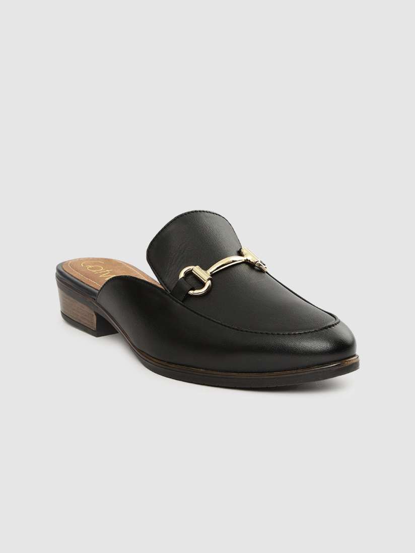 Catwalk black mules cheap