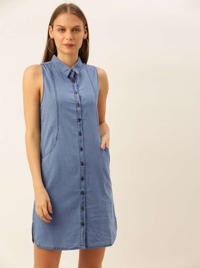 Denim one piece myntra online