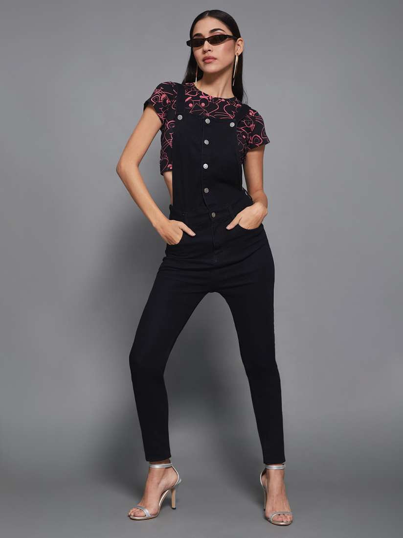 Skinny black dungarees sales